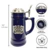 0.75 Liter | OktoberfestHaus Beer Lover Gift Beer Stein Tankard Medieval German Bavarian Coat Of Arms With Germany On Metal Emblem Bier Krug Cobalt Blue Ceramic Mug With Lid view 3