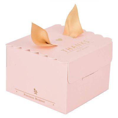 Yosoo 50 pcs Wedding Party Paper Gift Box Candy Chocolate Cake Decoration Box for Festivals Anniversaries Parties(thanks)