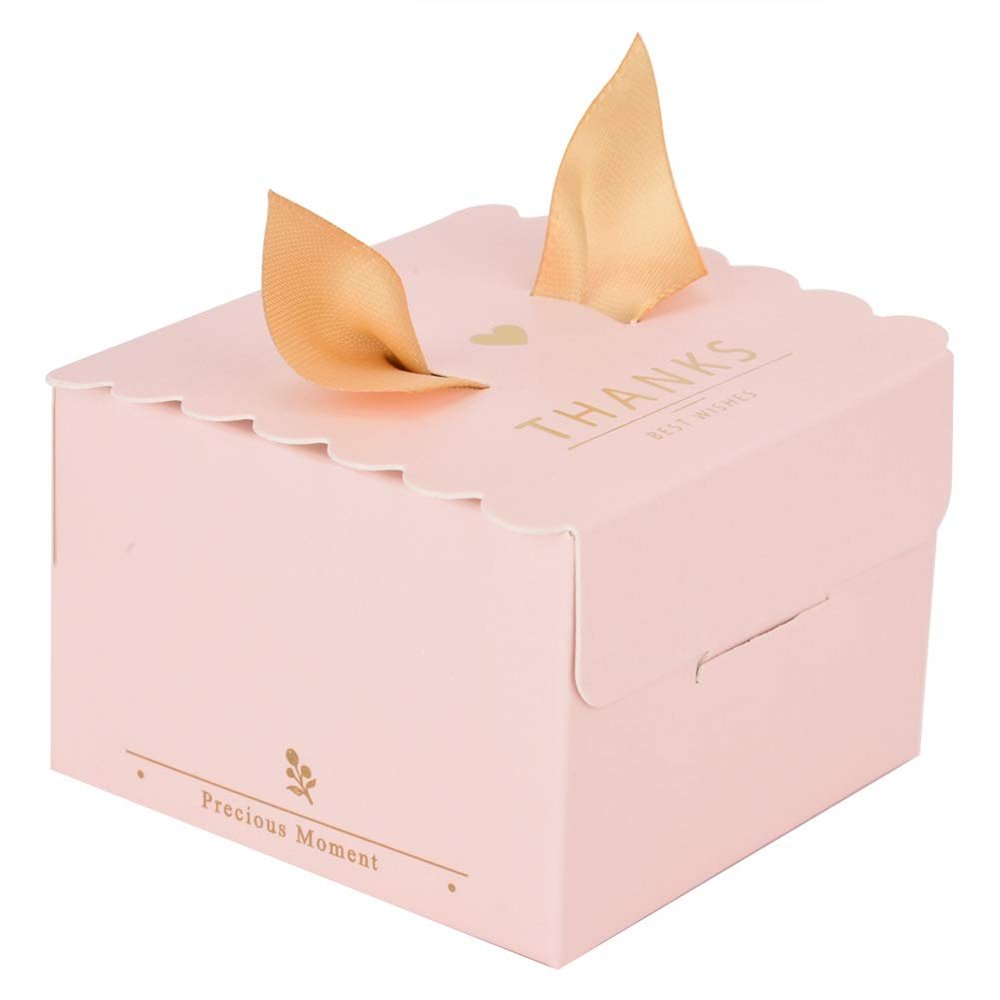 Yosoo 50 pcs Wedding Party Paper Gift Box Candy Chocolate Cake Decoration Box for Festivals Anniversaries Parties(thanks)