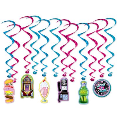 Beistle 53471 Soda Shop Hanging Swirls (12 Pcs), 1 Pack