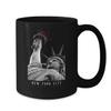 BeeTeeStore New York City Skyline Coffee Mug - Minimalist NYC Statue of Liberty Design for Residents and Tourists - 15oz Black Ceramic Tea Cup for Home and Office view 2