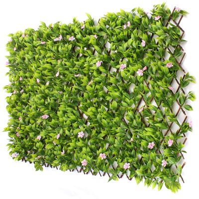 3rd Street Inn Pink Flower Sakura Leaf Trellis 4-Pack - Bamboo Greenery Panel - Boxwood and Ivy Privacy Fence Substitute - DIY Flexible Fencing (Pink Flower Sakura)