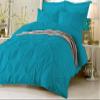 Amuze Bedding Stylish Pinch Pleated 5 PCs Duvet Cover and Pillow Shams Decorative Set (Turquoise Blue, King/Cal King) Luxurious 100% Egyptian Cotton 400 Thread Count view 1