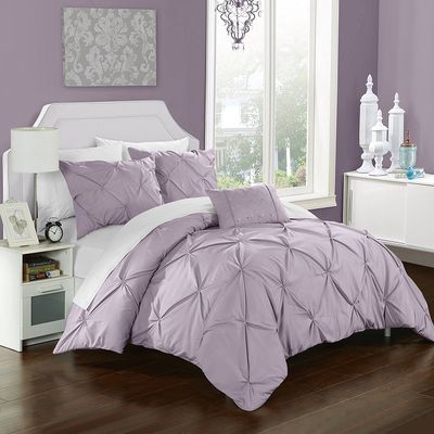 Amuze Bedding Stylish Pinch Pleated 1 PCs Decorative Duvet Cover(Lilac, Twin/Twin XL) Luxurious 100% Egyptian Cotton 400 Thread Count