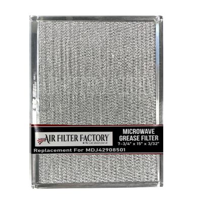 Air Filter Factory Replacement For MDJ42908501 5230W2A004A R0130608 WB06X10796 LG 7.75 x 15 x 0.09 Inches Microwave Oven Aluminum Mesh Grease 12-Layer Vent Filter