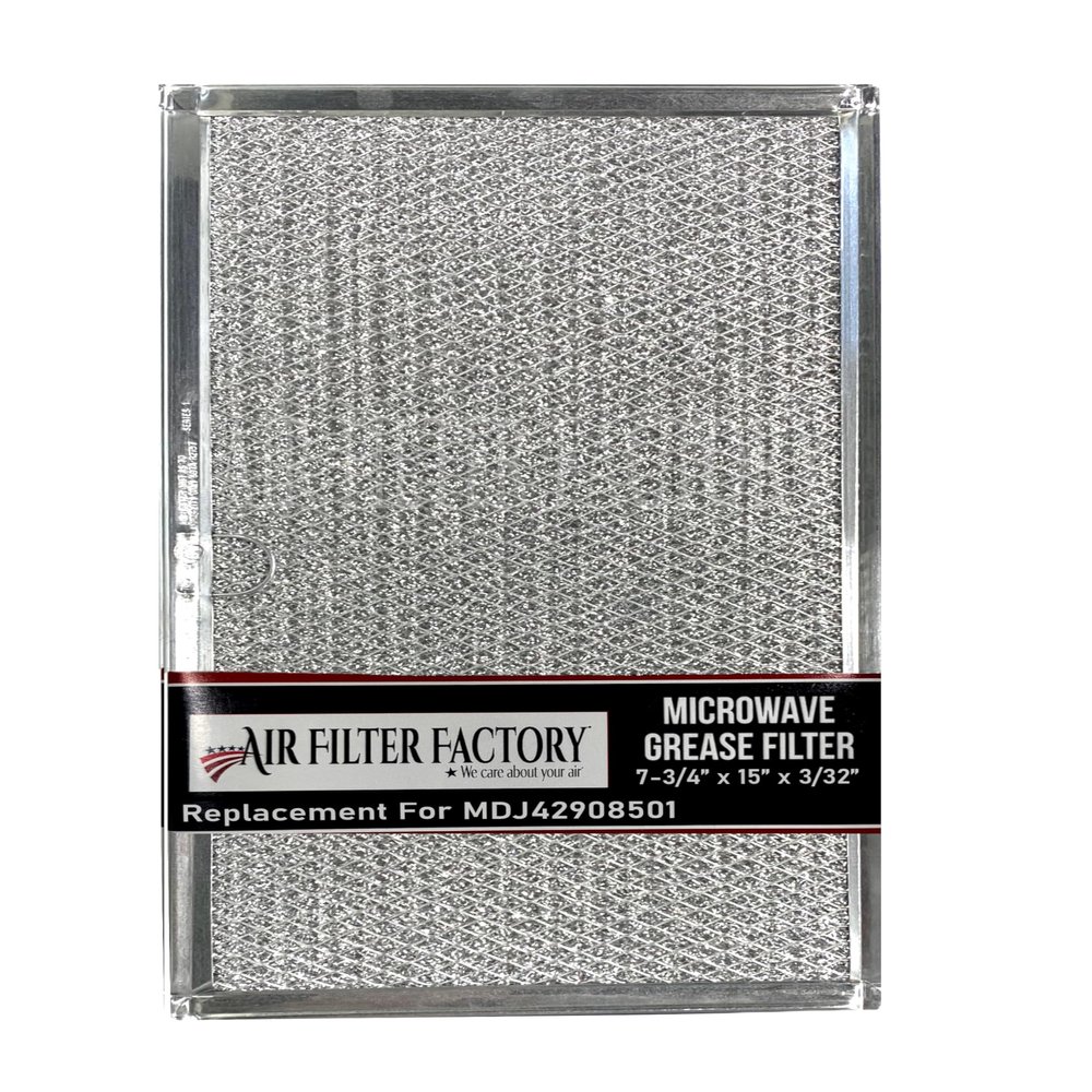 Air Filter Factory Replacement For MDJ42908501 5230W2A004A R0130608 WB06X10796 LG 7.75 x 15 x 0.09 Inches Microwave Oven Aluminum Mesh Grease 12-Layer Vent Filter