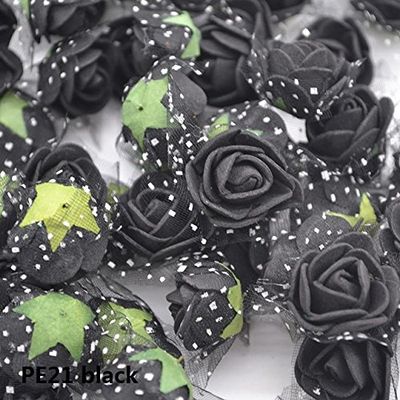 ShineBear 100Pcs/lot 2cm Mini Foam Rose Head Artificial Silk Flower Wedding Festive Decoration Handmade Clothing Shoe Box Accessories - (Color: Black, Size: 20mm)