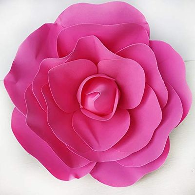 ShineBear Large Foam Fake Flowers Artificial Roses Set of European Style Wedding Flower Wall Wedding Window Background Layout - (Color: Rose Red, Size: 60cm)