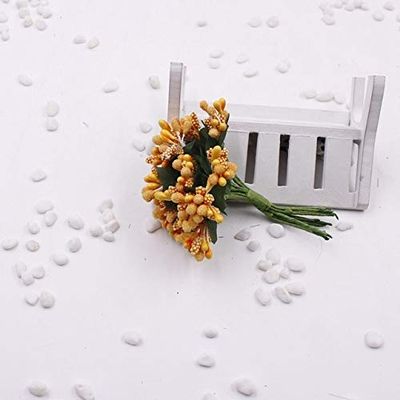 ShineBear 12 pcs/lot Artificial Flower Stamen Wire Stem/Marriage Leaves Stamen DIY Garland Wedding Decoration Box - (Color: Orange, Size: 2CM)
