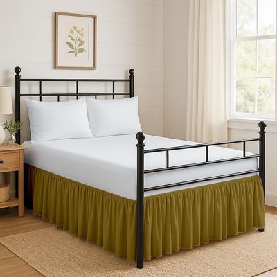 Ruffled Bed Skirt Split Corners with Platform, Tailored Fit Hotel Quality Wrinkle Free Ultra-Soft Microfiber Dust Ruffle, Upto 28 Inch Drop, Twin, Taupe