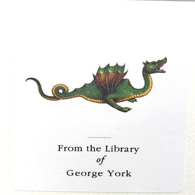Personalized Bookplate with Dragon Illustration. Set of 10. 3" H x 2 1/2" W