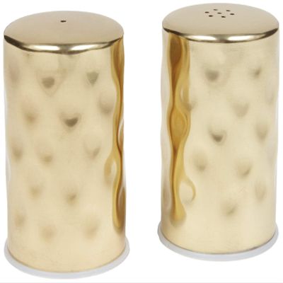 American Metalcraft GHSP2 Hammered Finish Stainless Steel Salt & Pepper Shaker Set - 2 oz Capacity Compact 1.75 in Dia 2.75 - Hammered Gold Finish 200 Pack