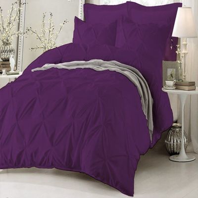 Amuze Bedding Stylish Pinch Pleated 1 PCs Decorative Duvet Cover(Purple, Full/Queen) Luxurious 100% Egyptian Cotton 400 Thread Count