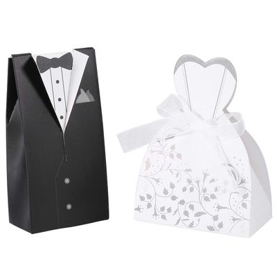 100 Pcs Elegant Tuxedo & Dress Candy Boxes, Romantic Wedding Favor Packaging for, Wedding Party Gift Decoration