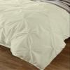 Amuze Bedding Stylish Pinch Pleated 3 PCs Duvet Cover and Pillow Shams Decorative Set (Ivory, Twin/Twin XL) Luxurious 100% Egyptian Cotton 400 Thread Count view 2