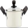 Pearl Metal HB-4403 Two-Handled Pot, 6.3 inches (16 cm), Induction Compatible, Fluorine Treatment, Glass Lid Included, White, Just the Right Size view 2