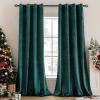 MIULEE Christmas Dark Green Velvet Curtains Room Darkening Blackout Soft Grommet Emerald Curtain Short Thermal Soundproof Curtains/Drapes/Panels for Living Room Bedroom 52 x 63 Inch 2 Panels view 1