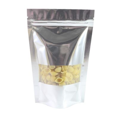 QQ Studio 100 Shiny Colored Aluminum Mylar Foil Clear Window Reclosable QuickQlick Stand-Up Bags (7" x 10", Silver)