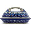 Polmedia Polish Pottery Butter Dish UNIKAT - Blue Tulip Garden Pattern Handmade in Boleslawiec Poland by Ceramika Bona + Certificate of Authenticity view 3