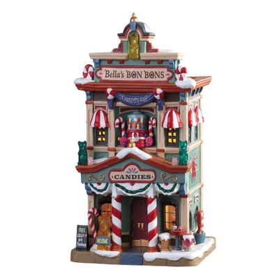 Lemax 95509 Bella's Bon Bons, New 2019 Caddington Village Collection, Porcelain Colorful Decorated Miniature Lighted Building, X'mas Decor/Gift/Collectible, On/Off Switch, 7.95" x 5.59" x 4.33"