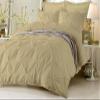Amuze Bedding Stylish Pinch Pleated 5 PCs Duvet Cover and Pillow Shams Decorative Set (Taupe, Full/Queen) Luxurious 100% Egyptian Cotton 400 Thread Count view 1