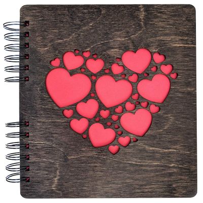 CHRISTMAS-STOCKINGS-by-STOCKINGFACTORY Hearts Cut Journal Engraved Teen Notebook Back to School Womens Mens Sketchbook Wedding Brial Shower Birthday Gift (Burnt Cocoa)