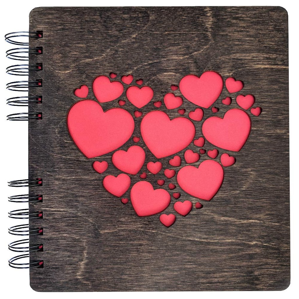 CHRISTMAS-STOCKINGS-by-STOCKINGFACTORY Hearts Cut Journal Engraved Teen Notebook Back to School Womens Mens Sketchbook Wedding Brial Shower Birthday Gift (Burnt Cocoa)