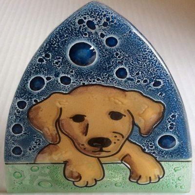 Yellow Lab Puppy Art Glass Night Light