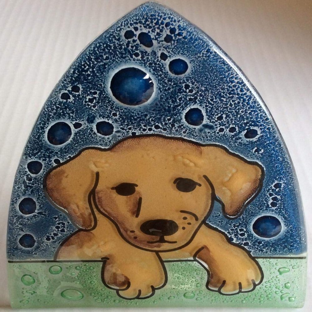 Yellow Lab Puppy Art Glass Night Light