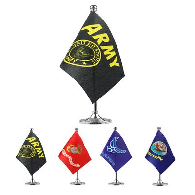 GentleGirl.USA US Army Gold Crest Table Flag stick Small Mini United States Military Polyester flag Office Table Flag on Stand Base,for Army Party Events Celebration Decorations Supplies