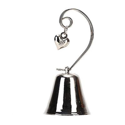 1PCS Charming Chrome Bell Place Card Holder Photo Holder with Dangling Heart for Charm Wedding Favor Supplies