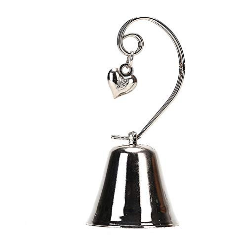 1PCS Charming Chrome Bell Place Card Holder Photo Holder with Dangling Heart for Charm Wedding Favor Supplies