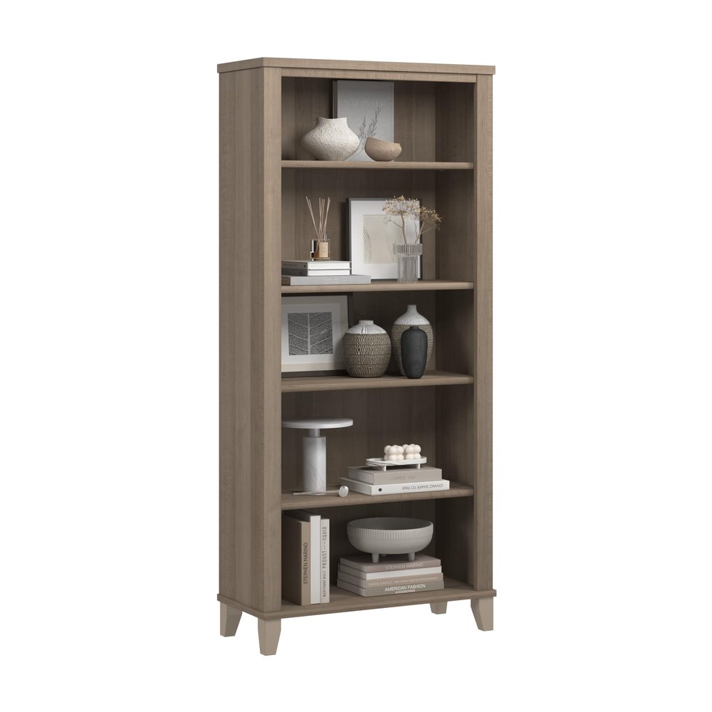 Bush Furniture Somerset 5 Shelf Bookcase in Ash Gray, Tall Bookshelf, Large Book Shelf for Living Room, Home Office, or Entryway