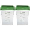 Cambro Food Storage Container with Lid (Microwave Safe and BPA-Free) - 2 Pack - Classic Series Square with Green Lid - 4 QT (Quart) - Commercial Grade for Food Prep (Translucent) view 1