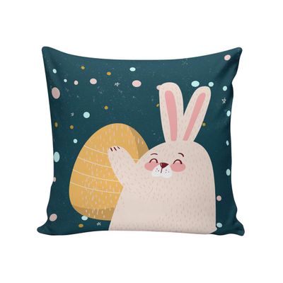 Aiesther Rabbit and Easter Egg Outer Space Planet Throw Pillow Cover Satin Fabric Home Decorative Pillow Case Cushion Cover for Home Bed Couch Sofa 24 x 24 Inch 60 x 60 cm