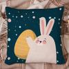 Aiesther Rabbit and Easter Egg Outer Space Planet Throw Pillow Cover Satin Fabric Home Decorative Pillow Case Cushion Cover for Home Bed Couch Sofa 24 x 24 Inch 60 x 60 cm view 4