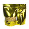 QQ Studio 100 Shiny Colored Aluminum Mylar Foil Clear Window Reclosable QuickQlick Stand-Up Bags (4.7" x 8", Gold) view 2