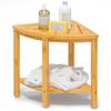 Bamfan Bamboo Corner Shower Bench Waterproof Stool with Space-Efficient Storage Shelf - Shower Stool Seat for Indoor or Outdoor Use view 1