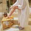 Bamfan Bamboo Corner Shower Bench Waterproof Stool with Space-Efficient Storage Shelf - Shower Stool Seat for Indoor or Outdoor Use view 4