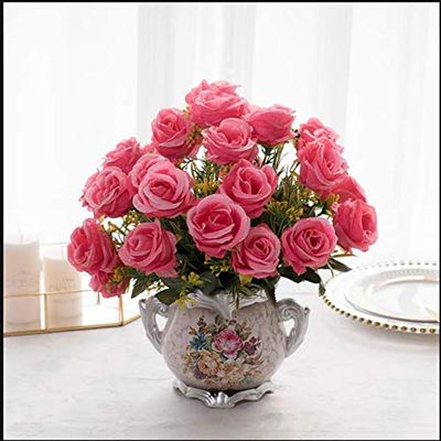 ShineBear 1set European Artificial Flower+vase Living Room Home Table Wedding Decor Potted Bonsai Ornament Silk Flores +Ceramic vase Gift - (Color: 03)