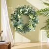 24 Inch Spring Wreath for Front Door, Spring Eucalyptus Wreath for Grapevine Farmhouse with Silk Printing Dollar Leaves Wreaths for Festival Celebration Front Door Wall Window Home Dcor view 2