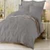 Amuze Bedding Stylish Pinch Pleated 3 PCs Duvet Cover and Pillow Shams Decorative Set (Silver Grey, Twin/Twin XL) Luxurious 100% Egyptian Cotton 400 Thread Count view 1
