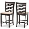 Baxton Studio Lanier Modern and Counter Height Pub Chair Sand Fabric Upholstered Espresso Brown Finished Wood Counter Height Pub Chair view 1