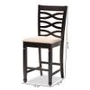 Baxton Studio Lanier Modern and Counter Height Pub Chair Sand Fabric Upholstered Espresso Brown Finished Wood Counter Height Pub Chair view 2