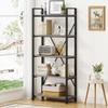 BON AUGURE Industrial Bookshelf, Etagere Bookcases and Book Shelves 5 Tier, Rustic Wood and Metal Shelving Unit (Dark Gray Oak) view 1