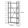 BON AUGURE Industrial Bookshelf, Etagere Bookcases and Book Shelves 5 Tier, Rustic Wood and Metal Shelving Unit (Dark Gray Oak) view 2