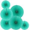 Teal Blue Party Hanging Paper Fans - Under The Sea Baby Shower & Wedding Decorations, 6pc view 1