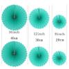 Teal Blue Party Hanging Paper Fans - Under The Sea Baby Shower & Wedding Decorations, 6pc view 2