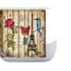 Amagical Paris Eiffel Tower with Rose Red Butterfly and Parrot Pattern 3 Peice Bathroom Mat Set Shower Curtain Set Bath Mat Contour Mat Waterproof Shower Curtain with 12 Hooks view 2