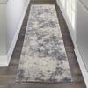 Nourison Sleek Textures Abstract Blue/Ivory/Grey 2'2" x 7'6" Area Rug, Easy Cleaning, Non Shedding, Bed Room, Living Room, Dining Room, Kitchen (2x8) view 1